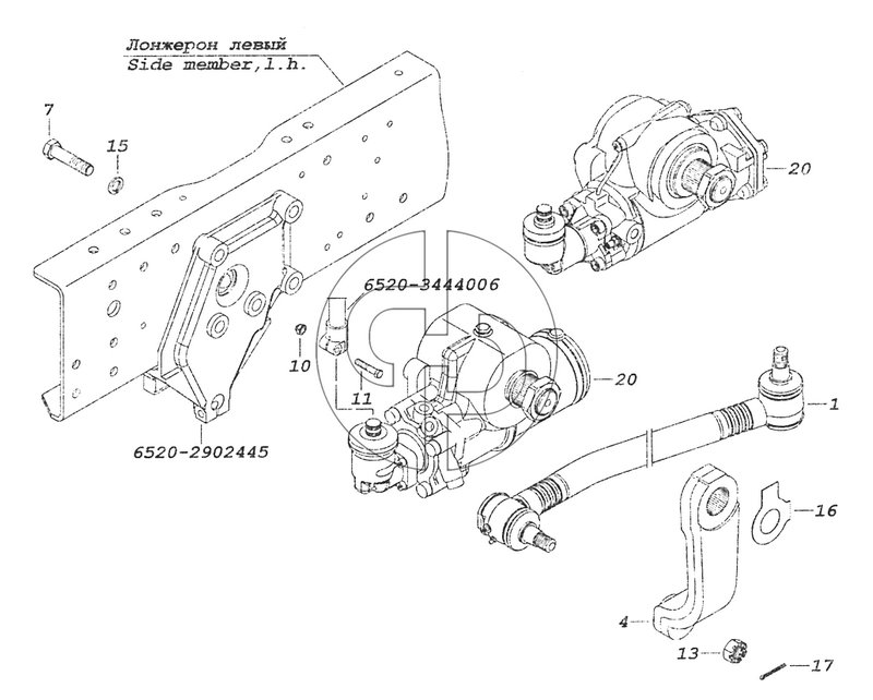 6520-3400012 Установка рулевого механизма (№13 на схеме)