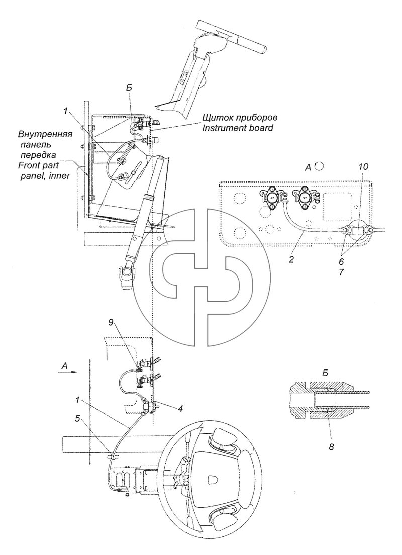 6520-3406014-19 Установка крана регулировки рулевой колонки (№6 на схеме)