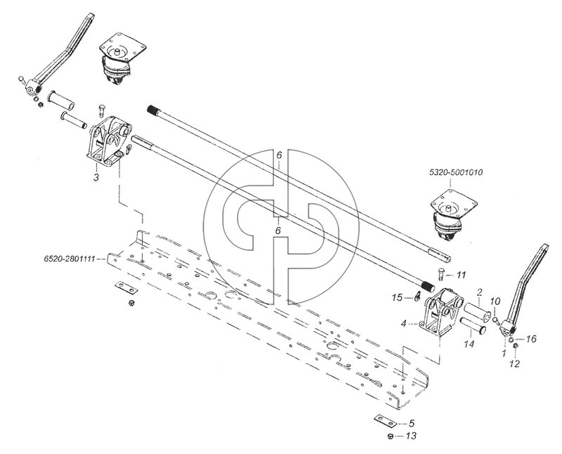 6520-5000003 Переднее крепление и механизм уравновешивания кабины (№6 на схеме)