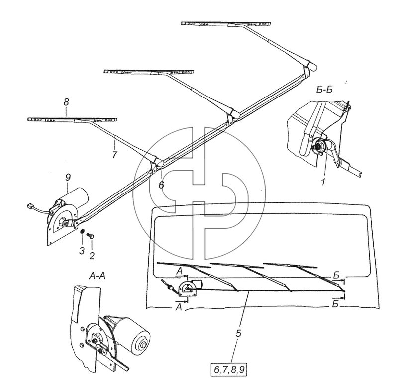 6520-5205001 Установка стеклоочистителя (№2 на схеме)