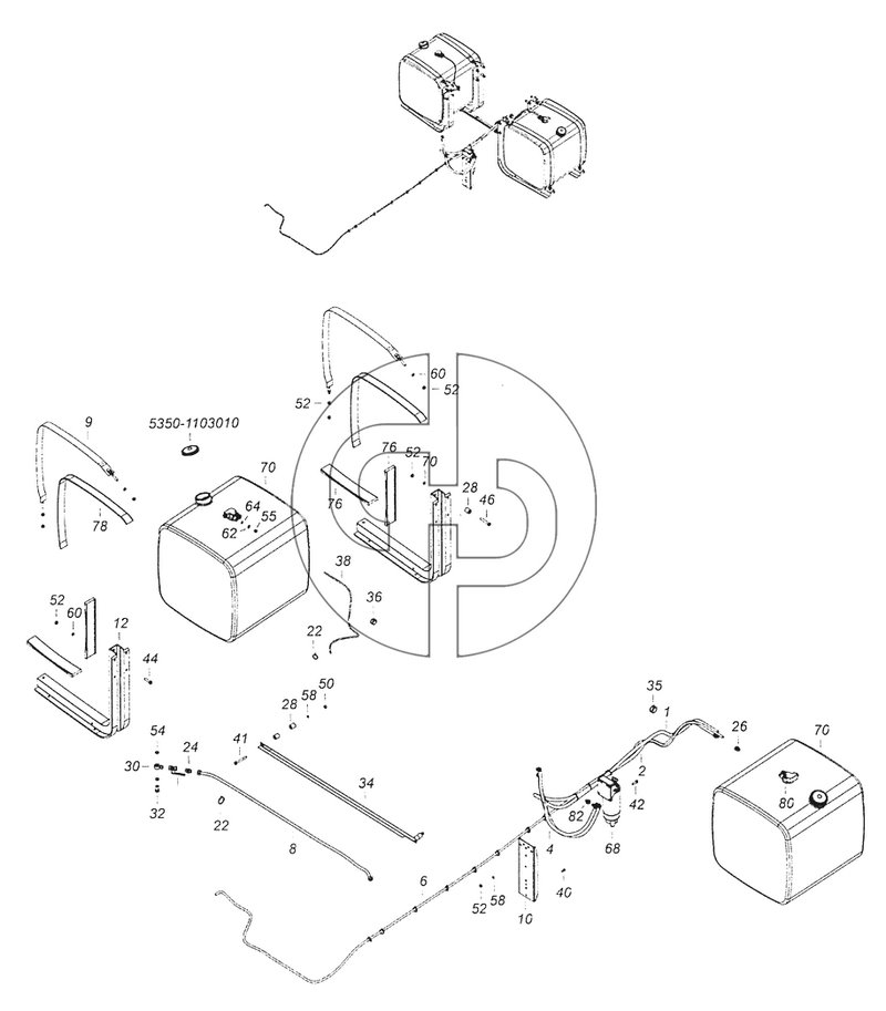 6460-1100068-62 Установка топливных баков и топливопроводов (№54 на схеме)