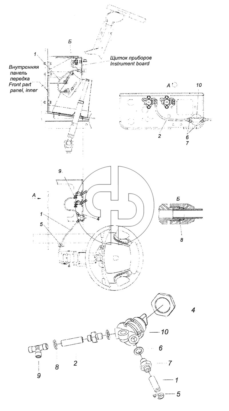 6520-3406014-19 Установка крана регулировки рулевой колонки (№6 на схеме)