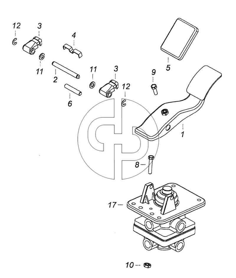 5320-3514108 Кран тормозной двухсекционный с педалью (№17 на схеме)