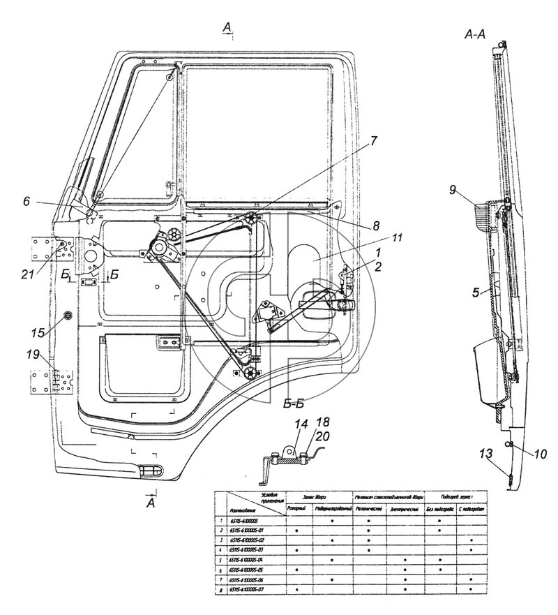 65115-6100005 Установка стекол и арматуры двери (№10 на схеме)