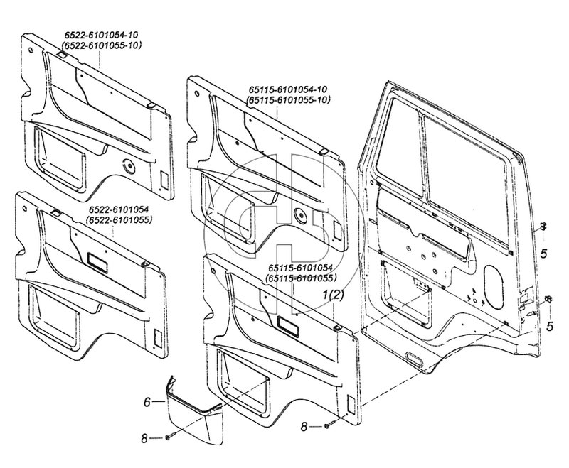 65115-6102005 Установка обивок двери (№6 на схеме)