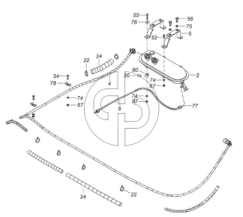 6520-8106002-93 Установка топливного бачка и топливопроводов подогревателя (№77 на схеме)