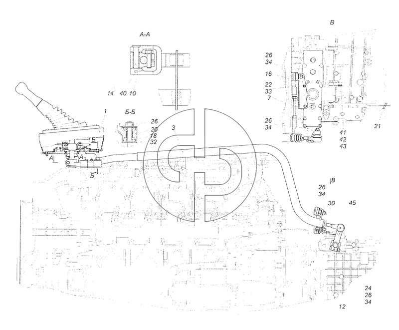 65115-1703005-30 Установка привода управления механизмом переключения передач (№43 на схеме)