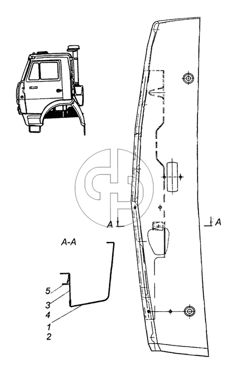 5320-5301047/046 Панель передка боковая съемная (№5320-5301046 на схеме)