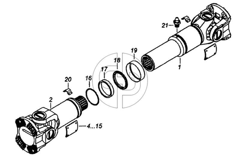 53205-2205011-10 Вал карданный среднего моста (№53215-2205011-10 на схеме)