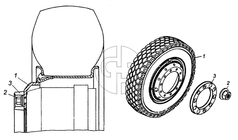 65115-3101002-50 Установка передних дисковых колес (№2 на схеме)