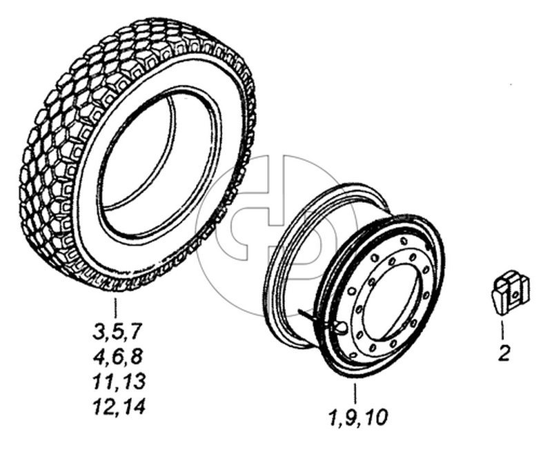 65115-3101011-50 Колесо 7,5-20 с шиной (№1 на схеме)