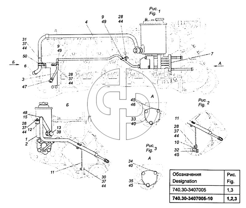 740.30-3407005 Установка насоса рулевого усилителя (№2 на схеме)