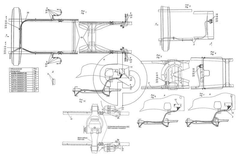 53205-3500037-22 Установка кабелей АБС (№2 на схеме)