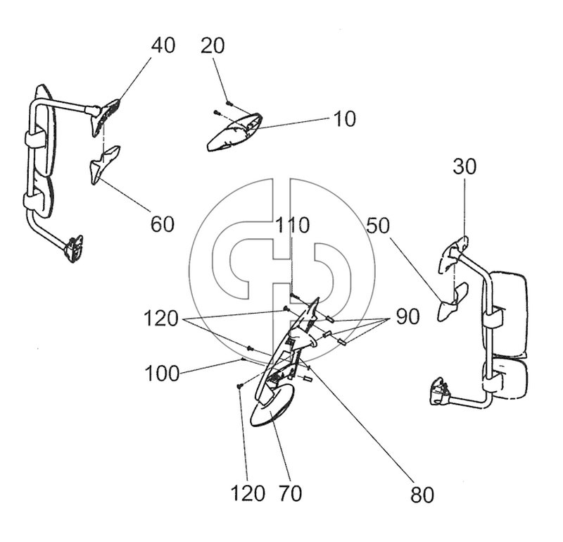 0000-8201002 Установка комплекта зеркал (№30 на схеме)