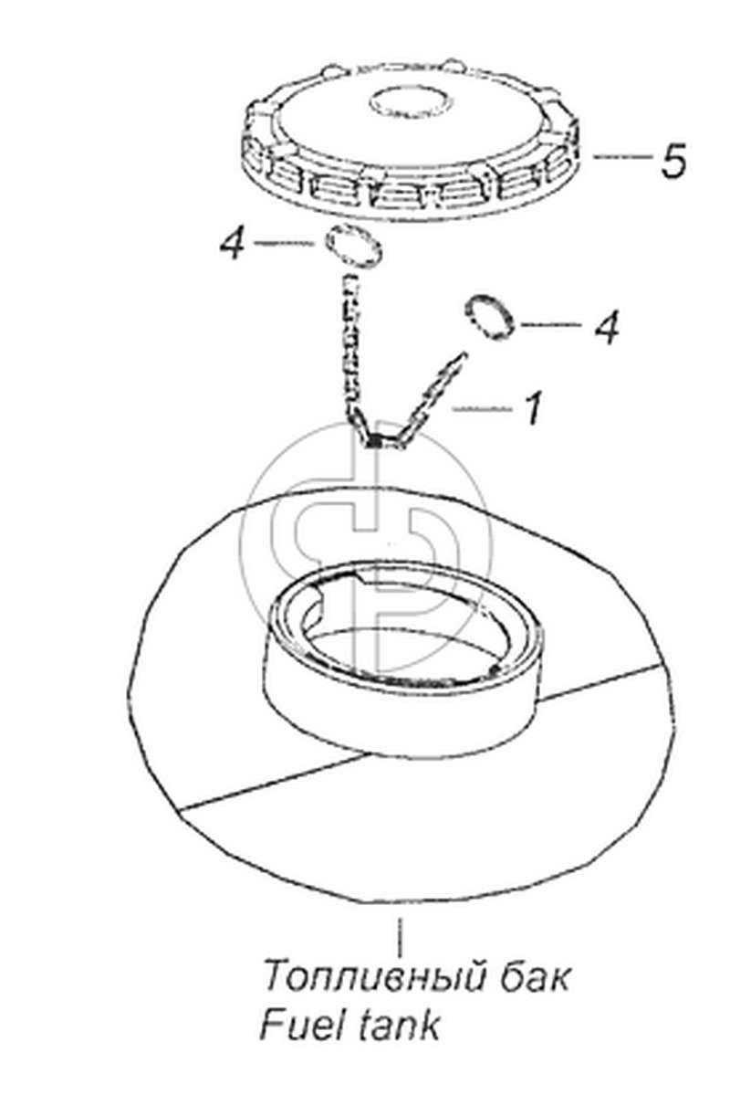 53215-1103001-20 Установка крышки топливного бака (№5 на схеме)