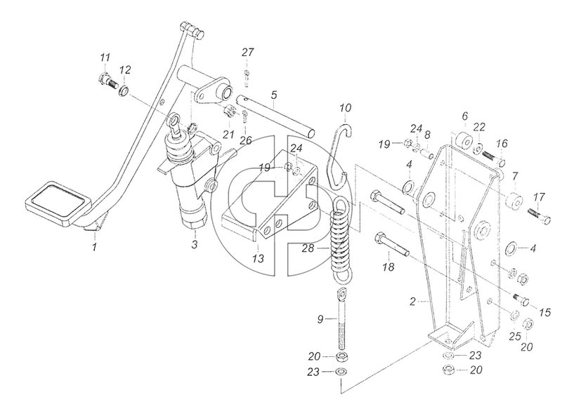 5460-1602008 Педаль сцепления с кронштейном и главным цилиндром (№28 на схеме)