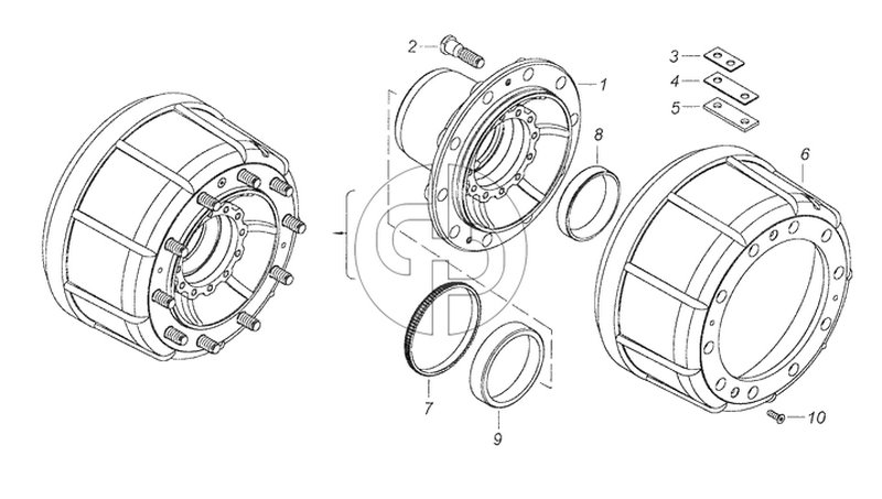 65111-3103010 Ступица переднего колеса с барабаном тормоза (№6 на схеме)