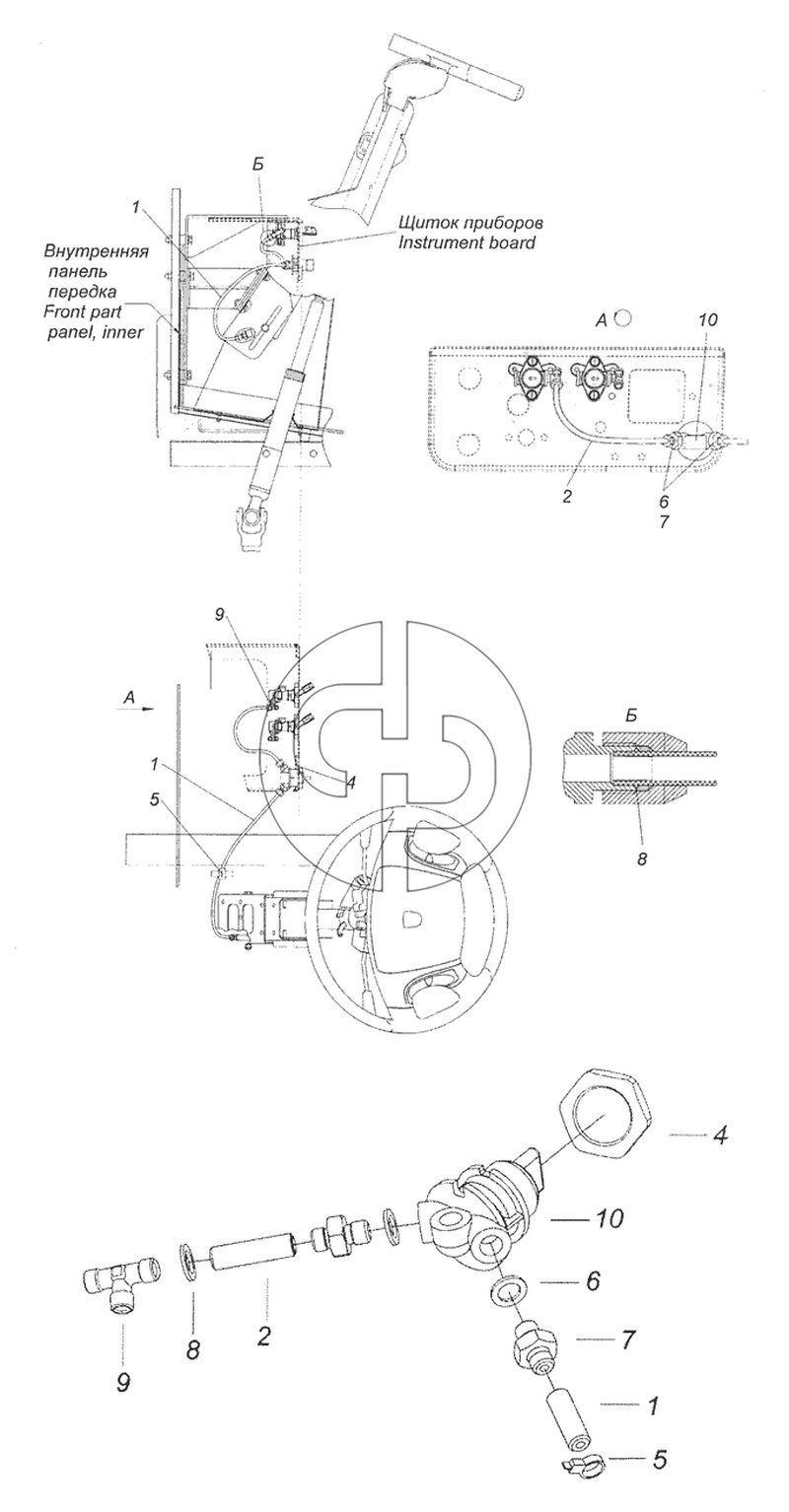 6520-3406014-19 Установка крана регулировки рулевой колонки (№6 на схеме)