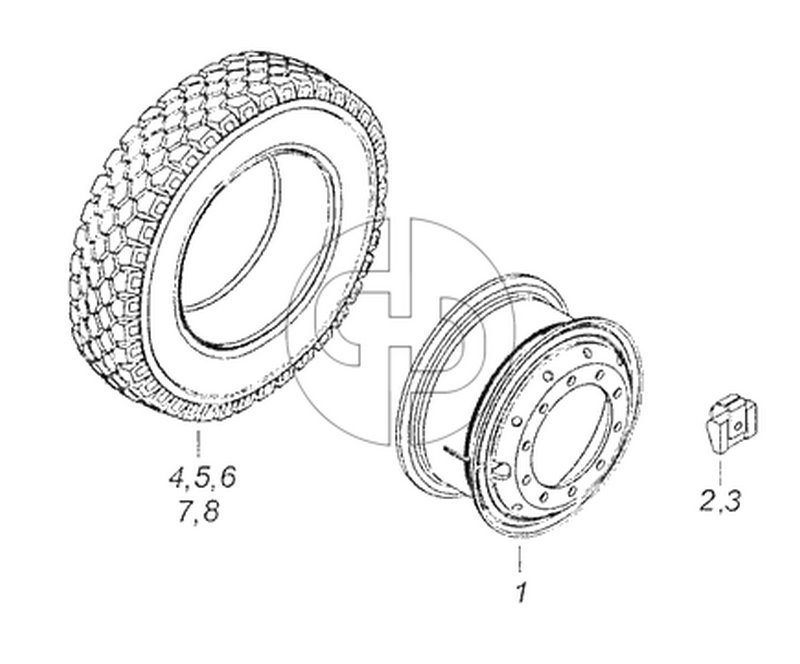 65115-3101011-50 Колесо 7,5-20 с шиной (№1 на схеме)