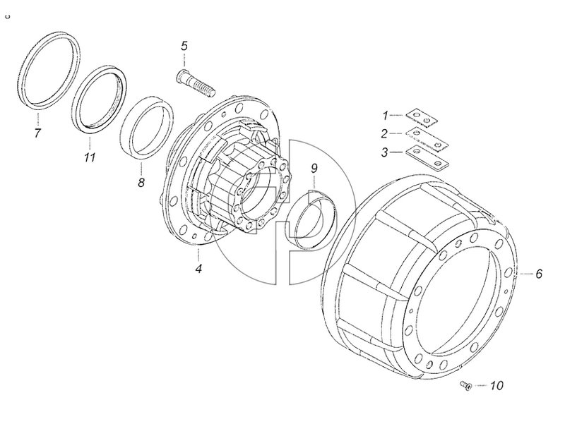 65115-3104010-20 Ступица заднего колеса с барабаном тормоза (№6 на схеме)