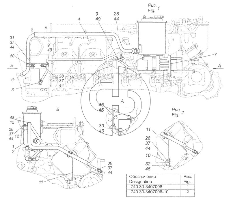 740.30-3407006 Установка насоса рулевого усилителя (№49 на схеме)