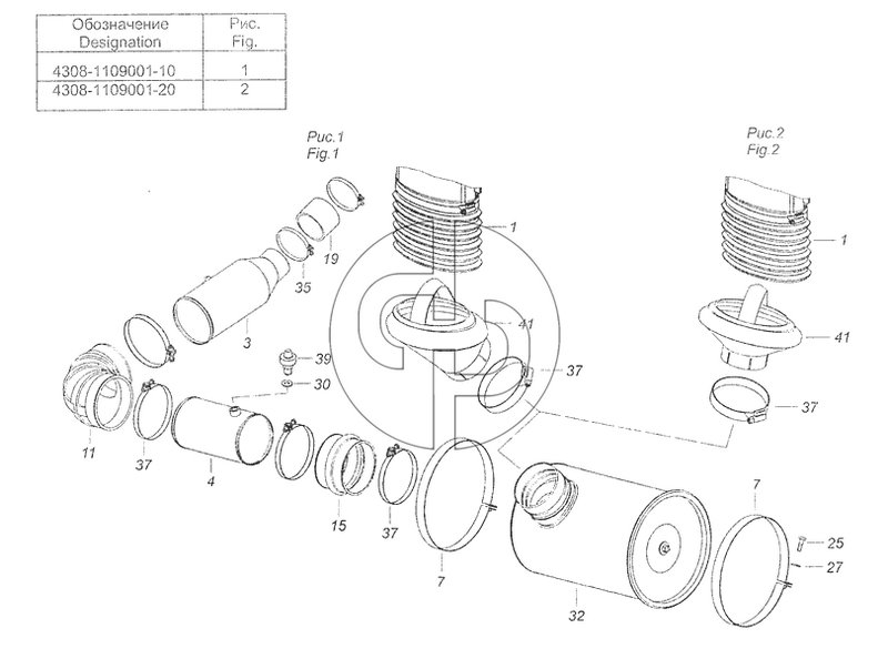4308-1109001-10 Установка воздушного фильтра (№30 на схеме)