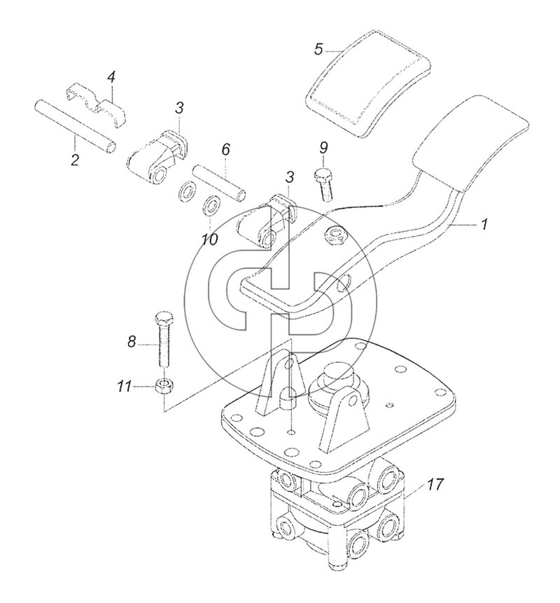 65115-3514108 Кран тормозной двухсекционный с педалью (№17 на схеме)