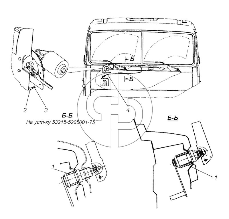 53205-5205001 Установка стеклоочистителя (№2 на схеме)