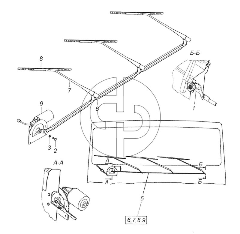 6520-5205001 Установка стеклоочистителя (№2 на схеме)