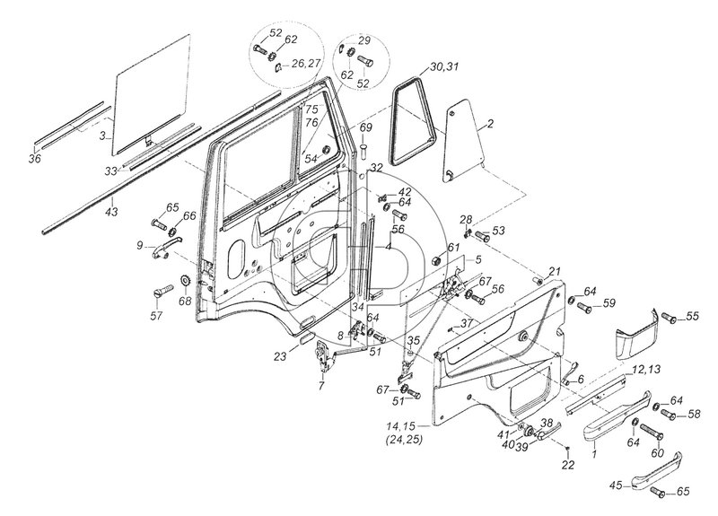 53205-6100005 Установка стекол и арматуры двери левой (№43 на схеме)