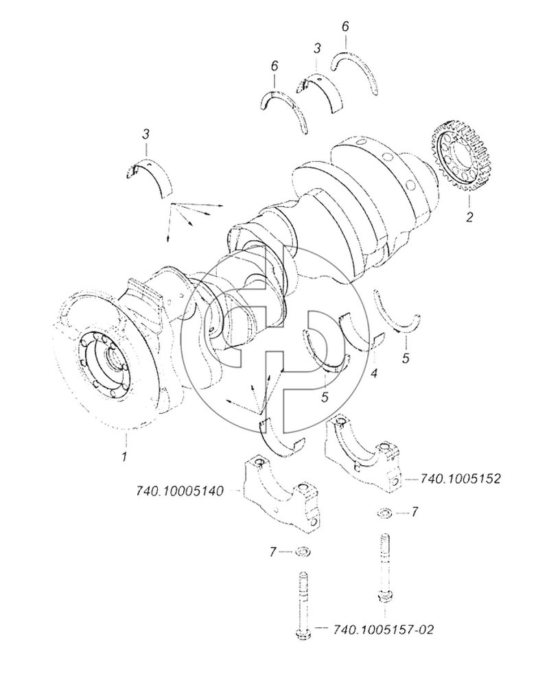 740.63-1005007 Установка коленчатого вала (№740.1005157-02 на схеме)