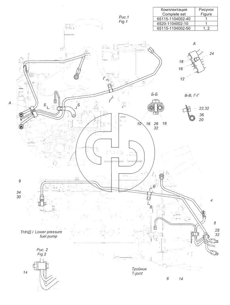 65115-1104002-40 Установка топливопроводов (№30 на схеме)