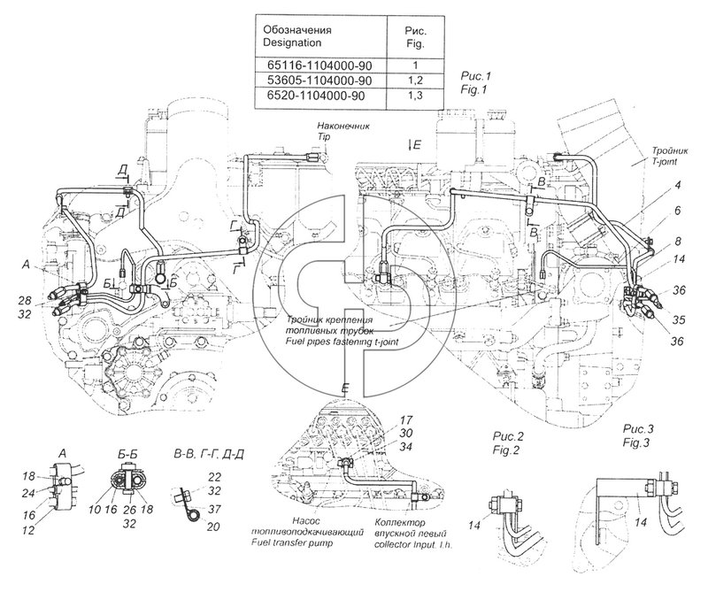 65116-1104000-90 Установка топливопроводов (№30 на схеме)