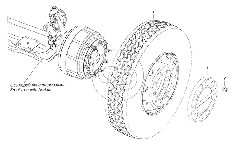 6460-3101702-70 Установка передних стальных колес (№2 на схеме)