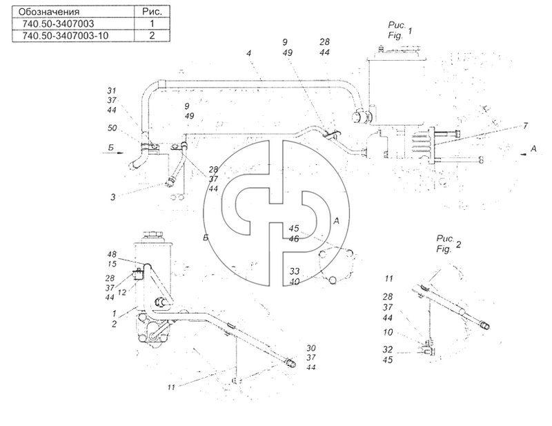 740.50-3407003 Установка насоса рулевого усилителя (№49 на схеме)