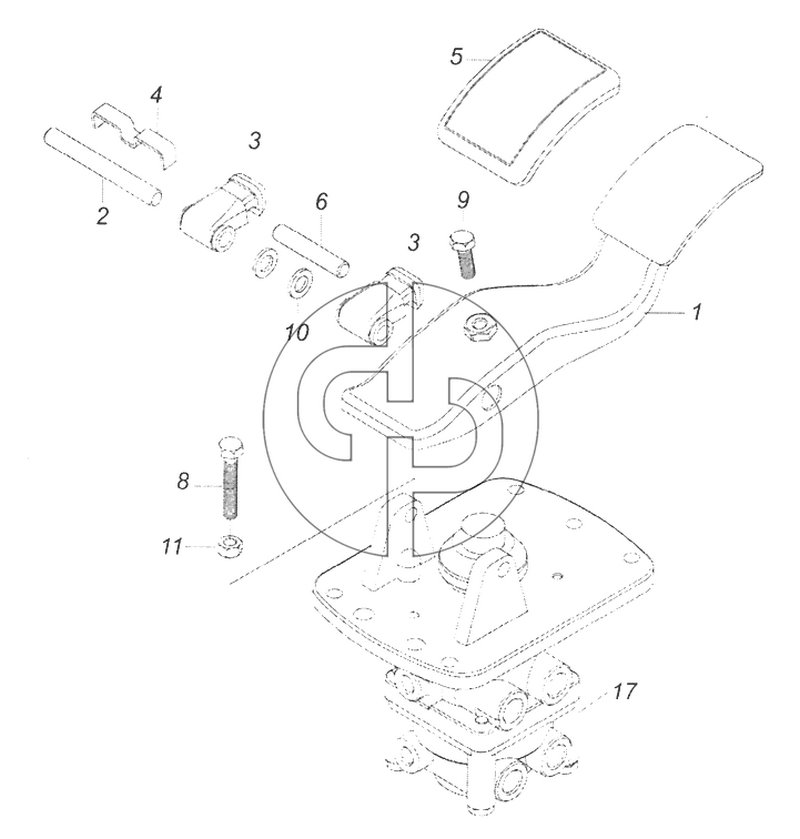 65115-3514108 Кран тормозной двухсекционный с педалью (№17 на схеме)