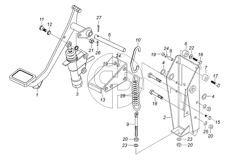 5460-1602008 Педаль сцепления с кронштейном и главным цилиндром (№28 на схеме)