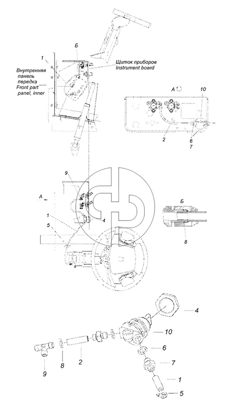 6520-3406014-19 Установка крана регулировки рулевой колонки (№6 на схеме)