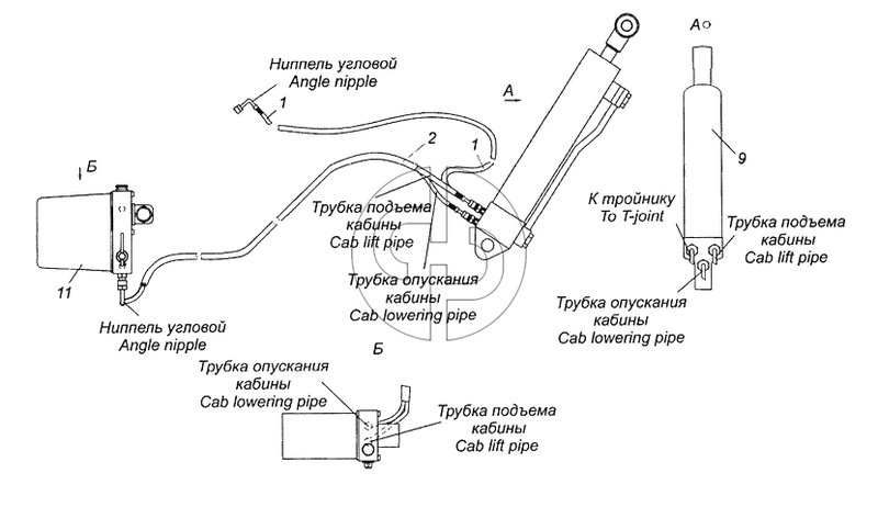 6520-5003179-20 Механизм опрокидывания кабины (№2 на схеме)