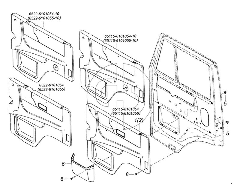 65115-6102005 Установка обивок двери (№6 на схеме)