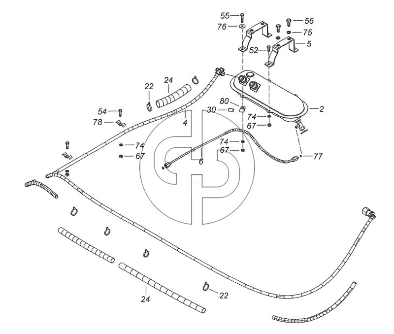 6520-8106002-93 Установка топливного бачка и топливопроводов подогревателя (№77 на схеме)