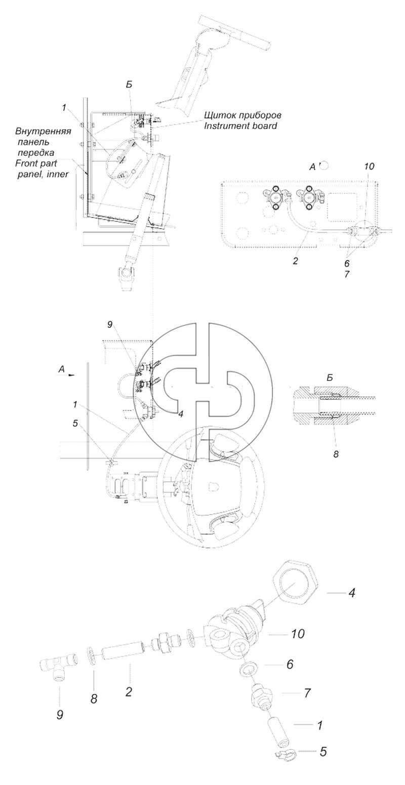 6520-3406014-19 Установка крана регулировки рулевой колонки (№6 на схеме)