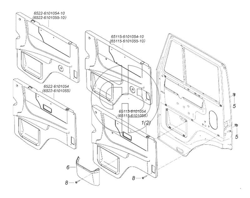 65115-6102005 Установка обивок двери (№6 на схеме)