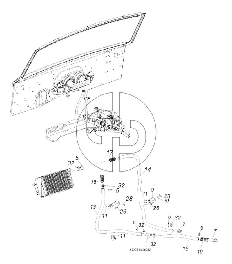 6520-8100007 Установка шлангов системы отопления (№28 на схеме)