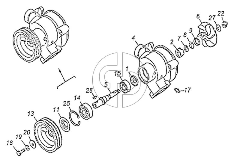 Насос водяной в сборе (№28 на схеме)