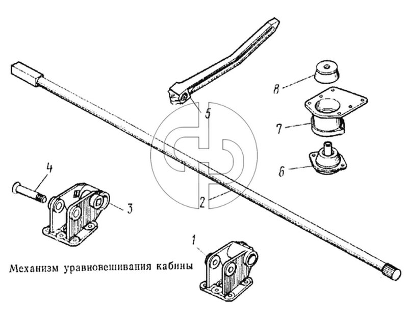 Механизм уравновешивания кабины (№6 на схеме)