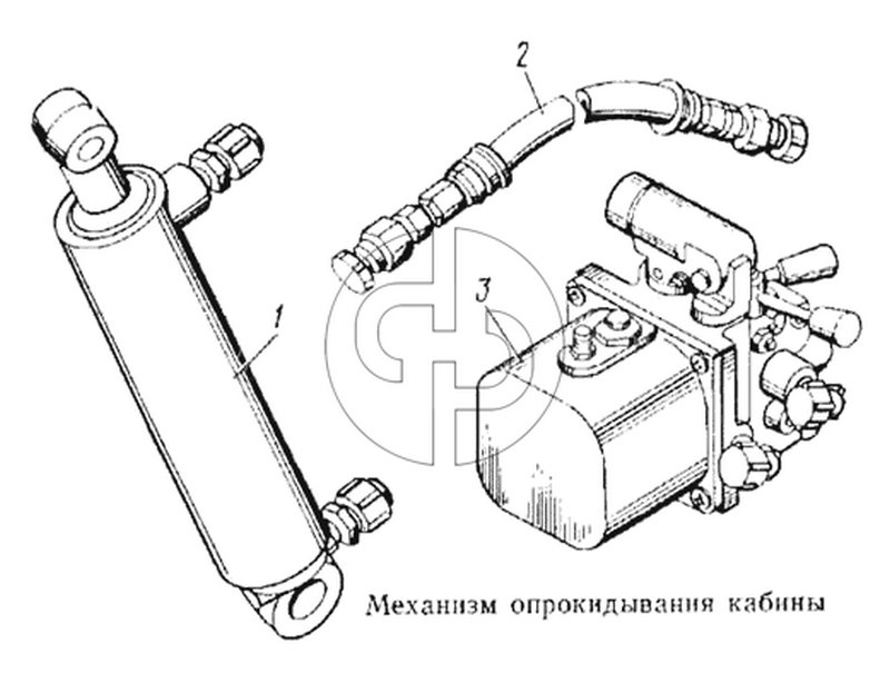 Механизм опрокидывания кабины (№3 на схеме)