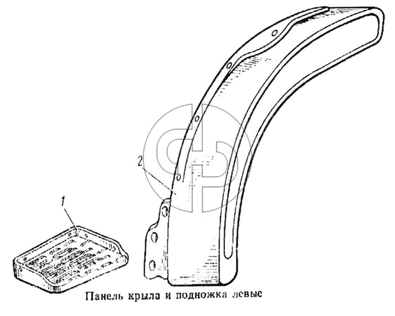 Панель крыла и подножка левые (№1 на схеме)