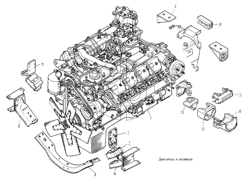 Двигатель и подвеска (№9 на схеме)