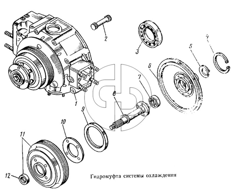 Гидромуфта системы охлаждения (№2 на схеме)